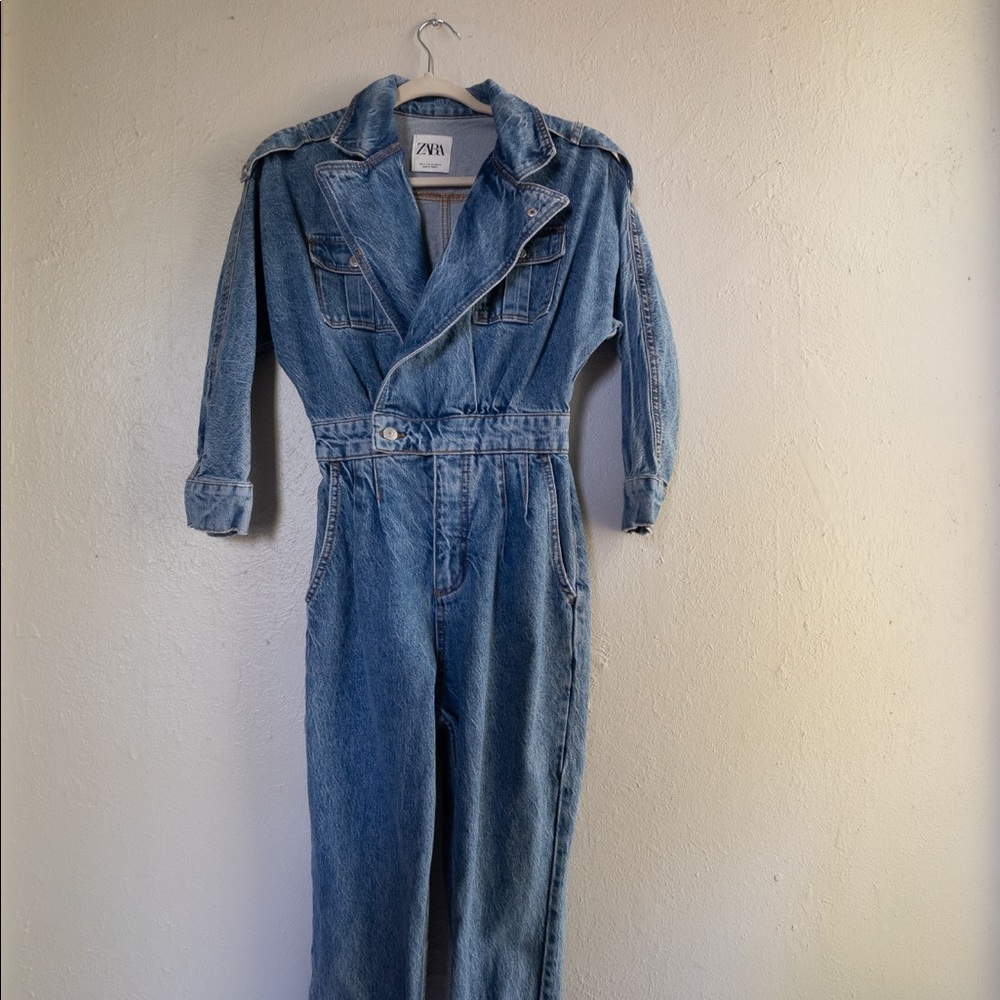ZARA denim biker style jumpsuit